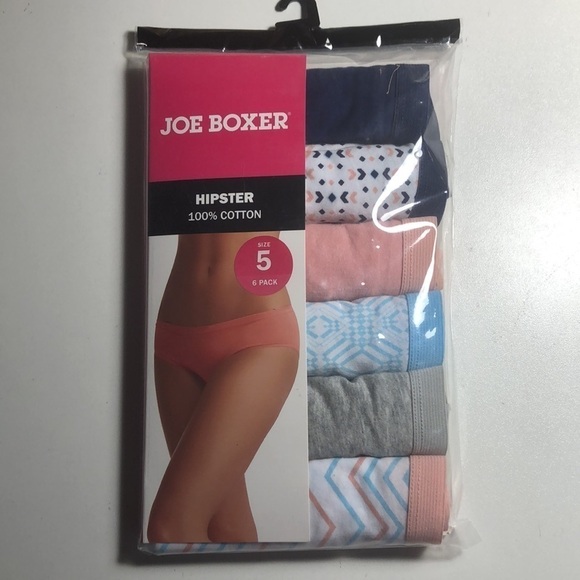 Joe Boxer Women's 100% Cotton Hipster Brief Panties 6-Pack Size 5 - Picture 1 of 3